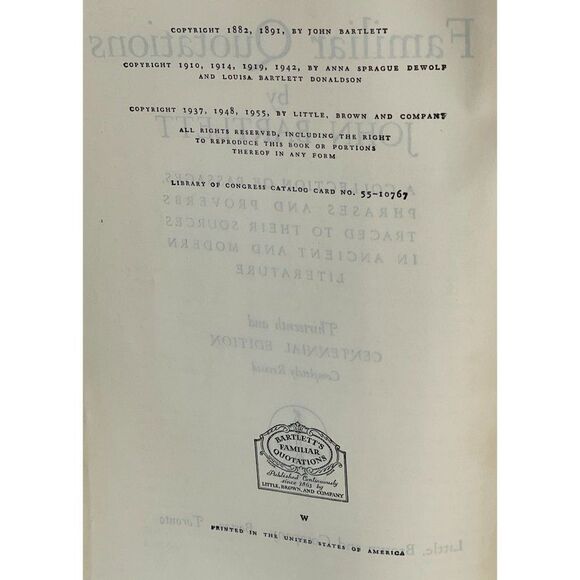 Familiar Quotations by John Bartlett Hardcover Book 1955 Thirteenth Centennial E - Picture 7 of 9